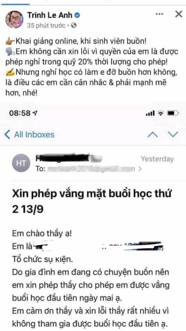 Sinh viên xin vắng học vì nhà có người mất, giảng viên kiêm MC VTV đăng lên Facebook mỉa mai: Nghỉ học có làm em đỡ buồn hơn không?-1