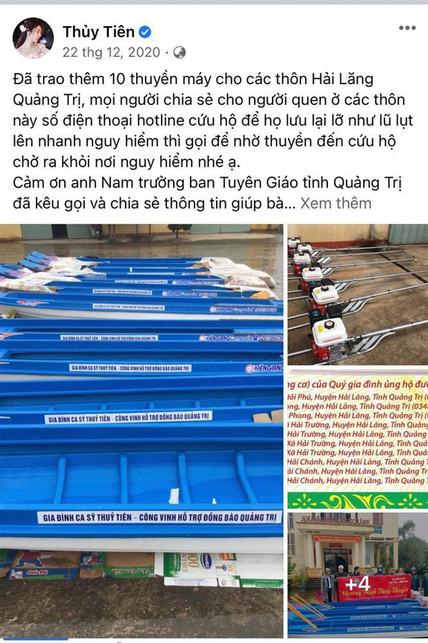 Netizen tranh cãi hình ảnh Thuỷ Tiên tặng thuyền máy cứu trợ miền Trung nhưng chỉ ghi tên 2 vợ chồng, phía chính chủ nói gì?-4