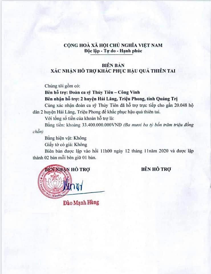 Trọn vẹn bảng kê khai các khoản chi trong chuyến từ thiện miền Trung lũ lụt năm 2020 của Thủy Tiên-10
