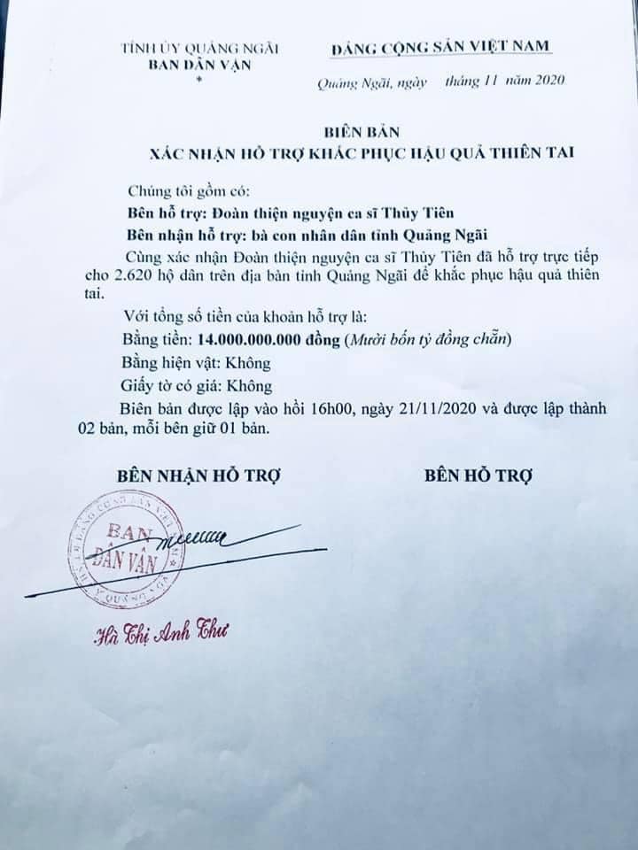 Trọn vẹn bảng kê khai các khoản chi trong chuyến từ thiện miền Trung lũ lụt năm 2020 của Thủy Tiên-15