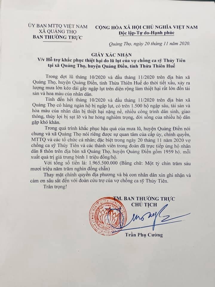 Trọn vẹn bảng kê khai các khoản chi trong chuyến từ thiện miền Trung lũ lụt năm 2020 của Thủy Tiên-16