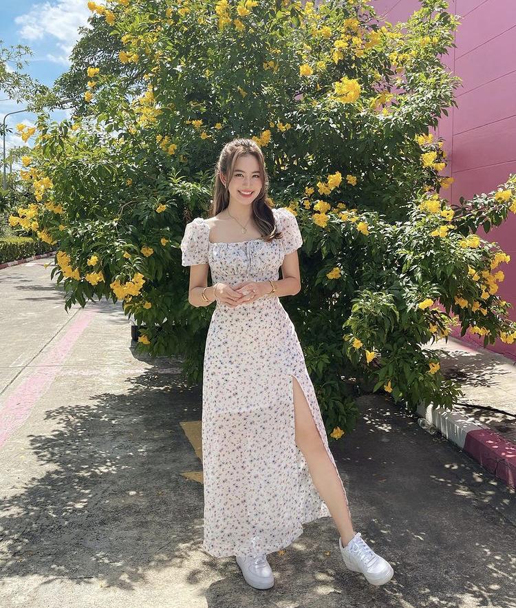 Mỹ nhân Thái Lan phối váy áo hoa đón thu không lo sến súa-5