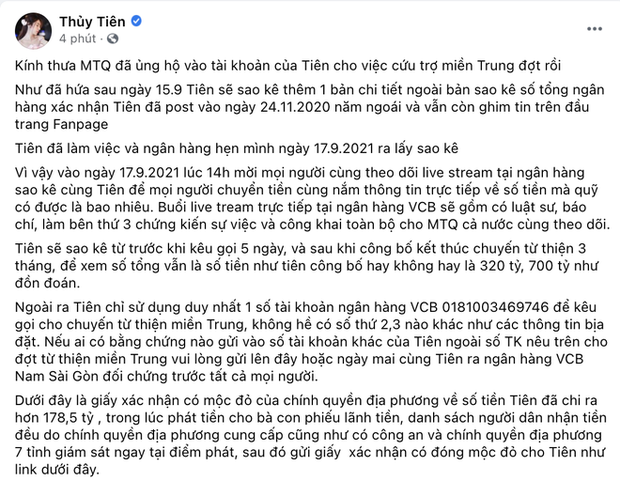 21 tiếng trước giờ công bố sao kê, Thuỷ Tiên có động thái gây chú ý-1