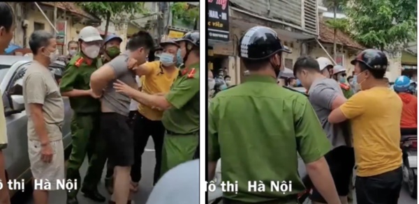 Tài xế lái ô tô gây náo loạn phố Hà Nội, công an cầm gạch ném cửa xe để khống chế đối tượng-3