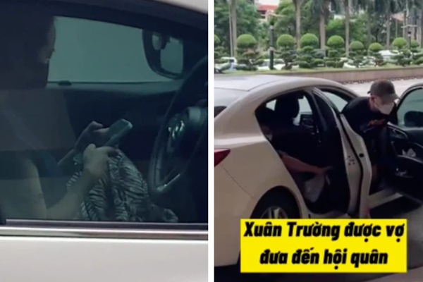 Tranh cãi thái độ của vợ Lương Xuân Trường khi lái ô tô đưa chồng lên tuyển: Lạnh lùng, không nhìn lấy một lần?-6