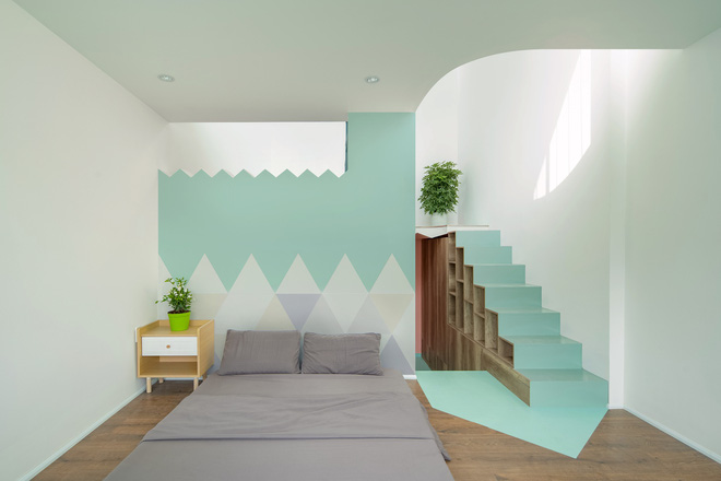 Ngôi nhà trong hẻm nổi bật với gam xanh mint siêu cưng, hay nhất là thiết kế zigzag độc lạ đỉnh của chóp-15
