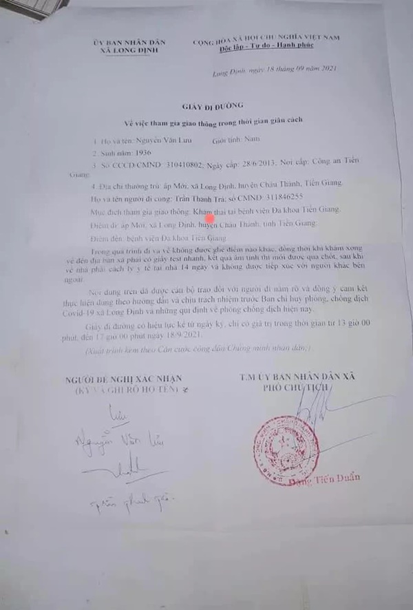 Tiền Giang: Cấp giấy đi đường cho 2 người đàn ông đi… khám thai-1