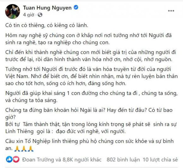 Bị móc mỉa nghệ sĩ không nhờ Tổ nghề mà nhờ khán giả, Tuấn Hưng lớn tiếng đáp căng rồi thẳng tay làm điều này?-1