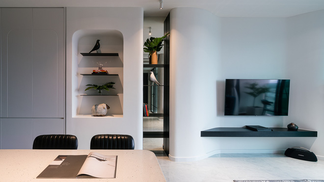 Căn hộ 68m2 phá bỏ hết góc cạnh để thay bằng những đường cong cực ảo, không tham màu sắc những vẫn chất miễn bàn-12