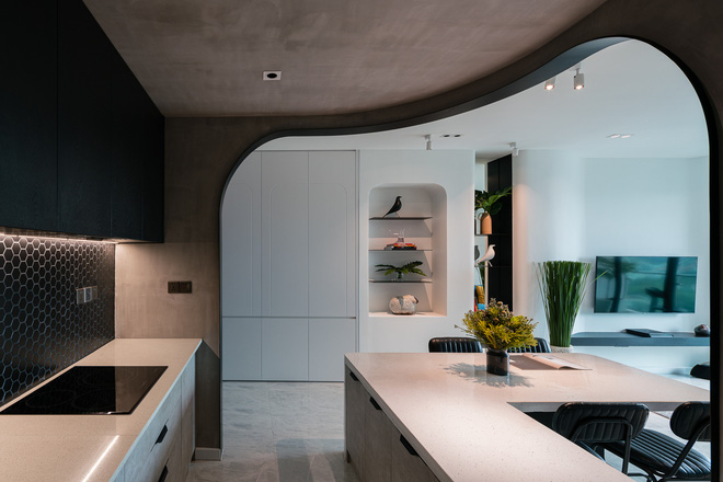 Căn hộ 68m2 phá bỏ hết góc cạnh để thay bằng những đường cong cực ảo, không tham màu sắc những vẫn chất miễn bàn-9