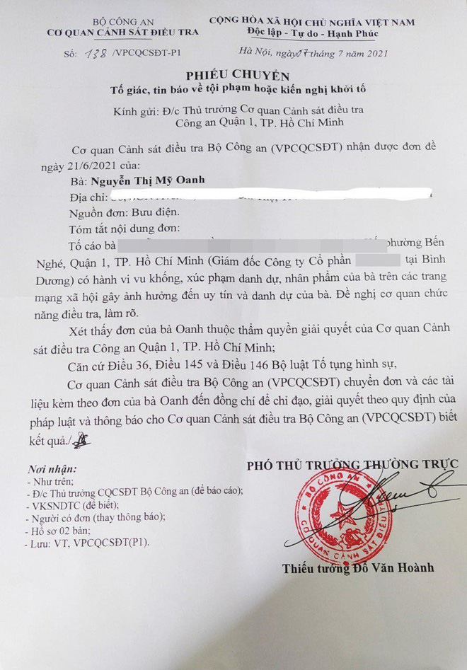 Vy Oanh công khai nội dung thư tiếp nhận điều tra nữ CEO Đại Nam của công an, sẽ khởi kiện thêm 1 người nữa-1