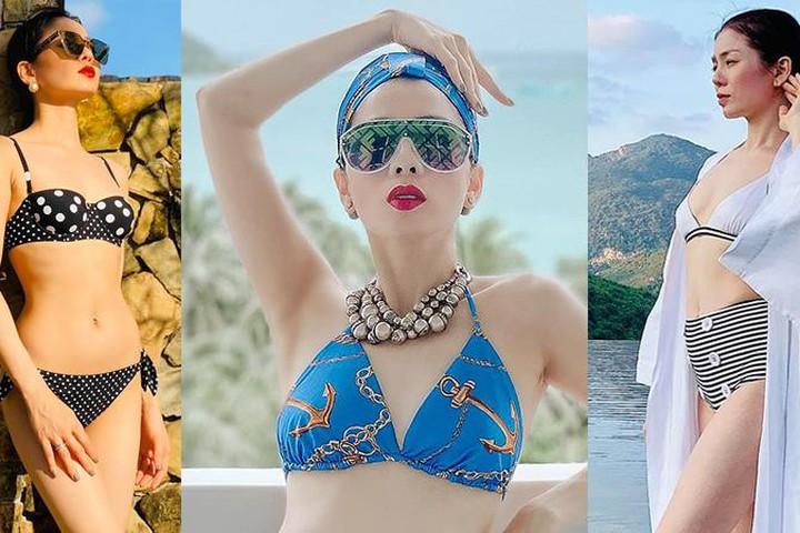 Tuổi 40, Lệ Quyên tự tin diện áo tắm khoe nửa bầu ngực-5