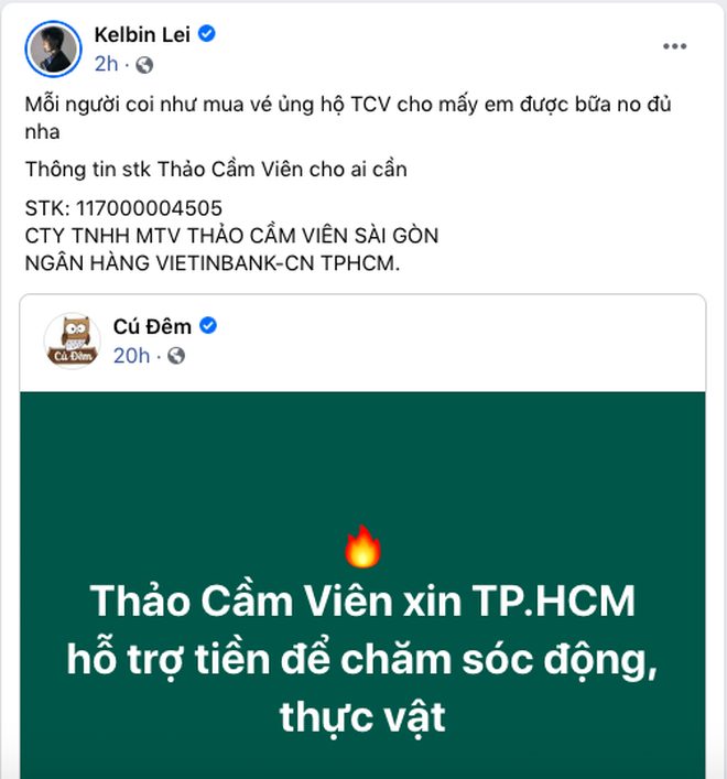 Nghệ sĩ và CĐM chuyển khoản liền tay cứu trợ bầy thú ở Thảo Cầm Viên: Mong không bé nào thiếu ăn trong mùa dịch-3