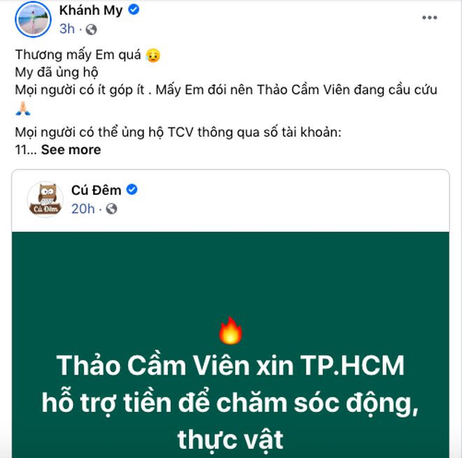 Nghệ sĩ và CĐM chuyển khoản liền tay cứu trợ bầy thú ở Thảo Cầm Viên: Mong không bé nào thiếu ăn trong mùa dịch-4