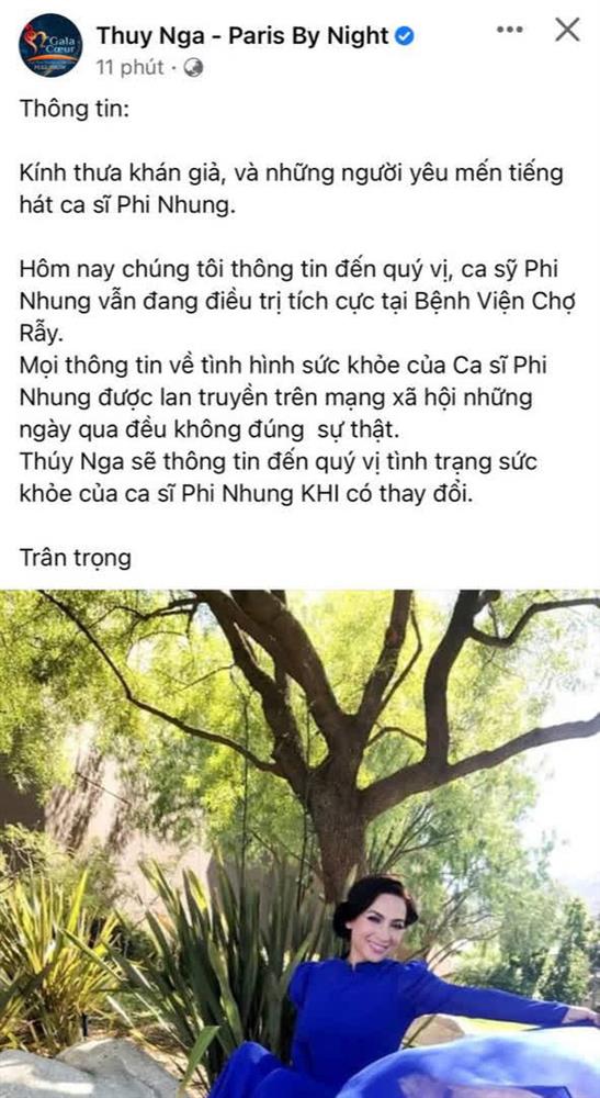 Giữa đêm, TT Thuý Nga chính thức thông báo tình hình mới nhất của Phi Nhung, nói gì về loạt tin đồn đang lan truyền MXH?-1