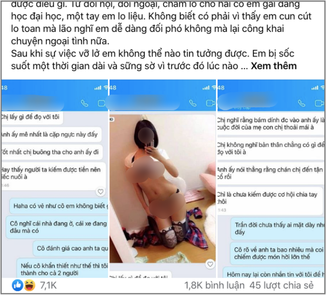 Tiểu tam gửi ảnh nóng mắt, nhắn tin cho chính thất khiêu khích: Chị lấy gì đọ với tôi” rồi nhận màn phản đòn khiến cặp đôi phản bội thân bại danh liệt!-1