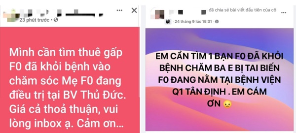 Rộ nhu cầu thuê F0 khỏi bệnh chăm sóc người mắc Covid-19-1