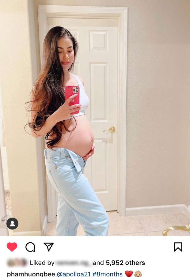 Tại Mỹ sáng nay, Phạm Hương lần đầu để lộ bụng bầu quý tử Apollo ở tháng thứ 8-1
