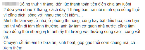 Sống thử 1 tháng hết 2,2 triệu tiền điện, nghe cách người yêu phân chia, cô gái chỉ cười mỉm rồi dọn đồ… đi tìm người yêu mới”-1