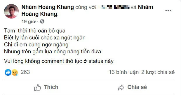 Cậu IT” Nhâm Hoàng Khang đăng status tiếc thương Phi Nhung sau ồn ào kêu cứu cho Hồ Văn Cường: Chị đi em cũng ngỡ ngàng-1