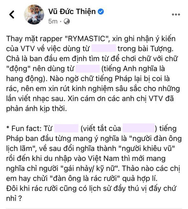 Rhymastic lên tiếng khi bị VTV chỉ trích dùng từ thô tục, khẳng định người nhà đài sống ở tầng khác, không dùng từ bậy bao giờ-2