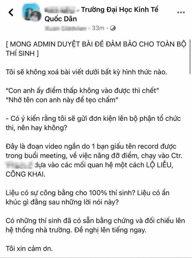 Lộ clip 2 giáo viên ở ĐH Kinh tế Quốc dân nâng điểm lộ liễu để học sinh chạy vào lớp chất lượng cao: Hiệu trưởng chính thức lên tiếng!-1