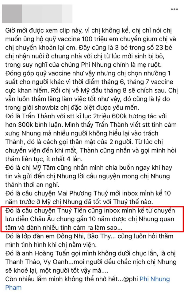 Đang ở ẩn giữa lùm xùm nhưng Thủy Tiên vẫn âm thầm làm điều này khi Phi Nhung qua đời-1