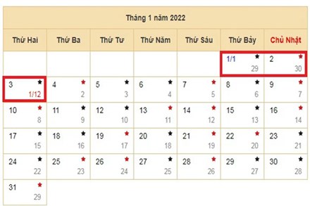 Tết Dương lịch 2022 được nghỉ mấy ngày?