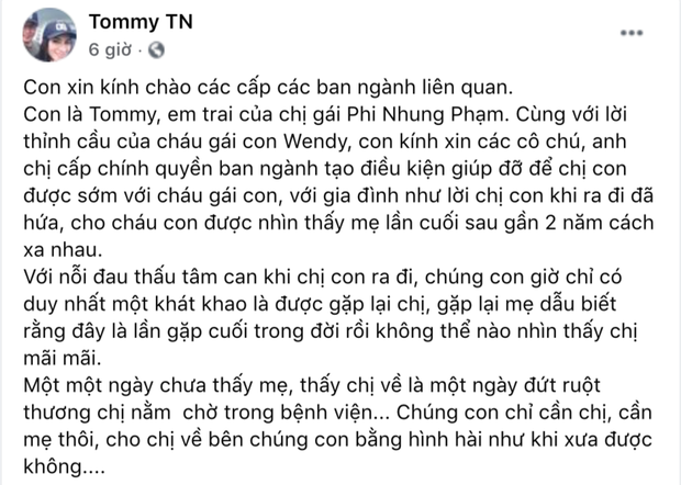 Em trai ca sĩ Phi Nhung: 1 ngày chưa thấy chị về là 1 ngày đứt ruột thương chị nằm chờ trong bệnh viện-1