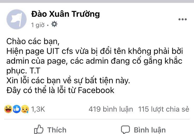Fanpage của các trường Đại học lớn tại TP.HCM bị tấn công, đổi tên hàng loạt, có trang bị đổi thành tên bậy-7