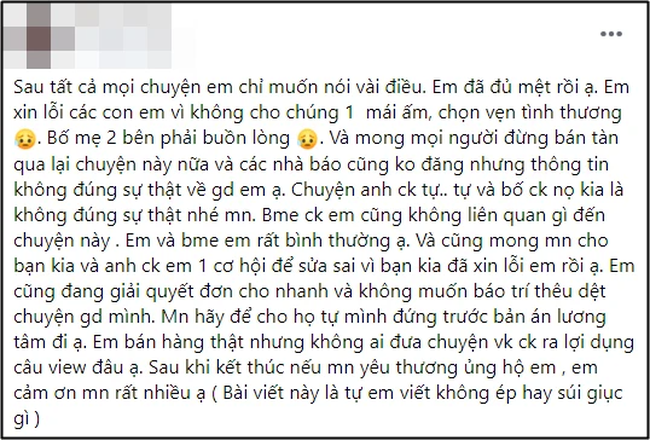 Vụ đánh ghen ở Hồ Tây: Cô vợ đăng bài có nội dung lạ nhưng khẳng định tự viết, xin cho chồng và kẻ thứ ba thêm một cơ hội-1
