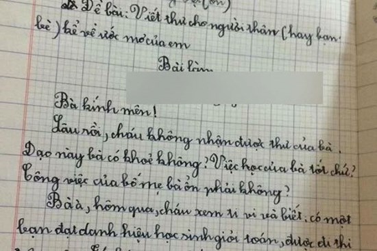 Học sinh tiểu học viết thư hỏi thăm bà, đọc đến câu thứ 3 ai nấy ngã ngửa: Bà thế này con cháu nào chạy theo kịp!