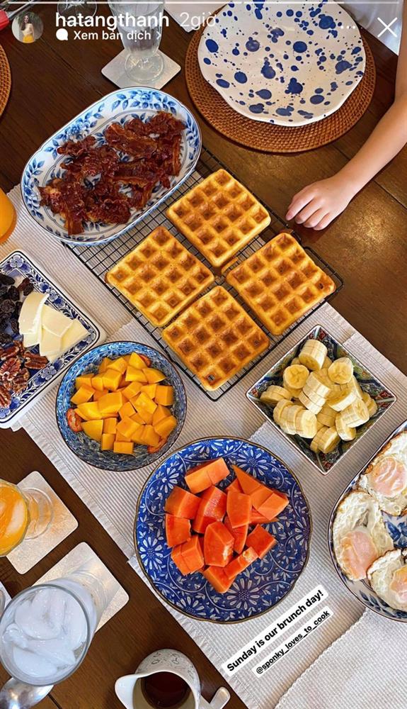 Hà Tăng làm bữa brunch cho cả nhà, là món gì mà ai cũng khen-1