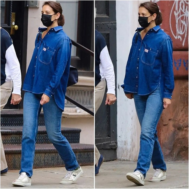 Katie Holmes đúng là nghiện quần jeans, cô có loạt cách mix chuẩn sành điệu cho nàng 30+-7