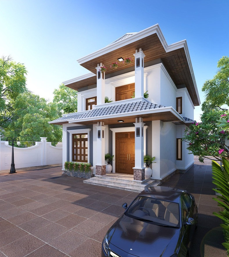 Mẫu nhà mái thái 2 tầng vừa tiền đang được xây dựng nhiều-1