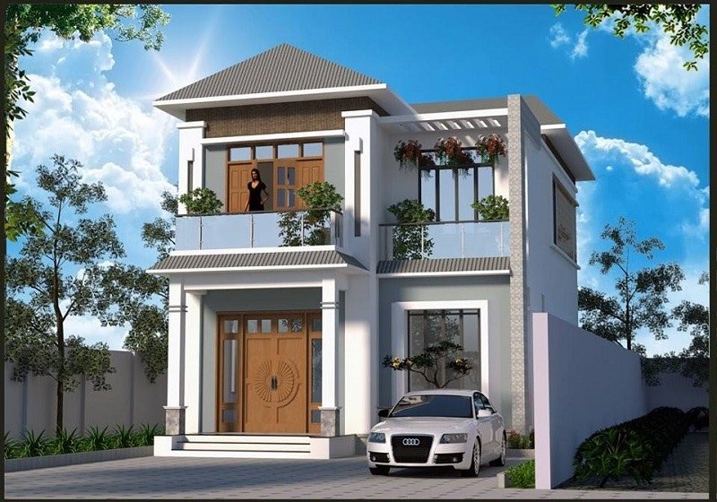 Mẫu nhà mái thái 2 tầng vừa tiền đang được xây dựng nhiều-3