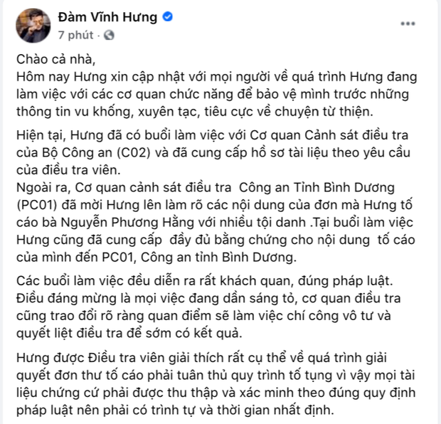 Nóng: Đàm Vĩnh Hưng xác nhận đã làm việc với cơ quan chức năng, tuyên bố cực căng về vụ kiện tụng với bà Phương Hằng!-2