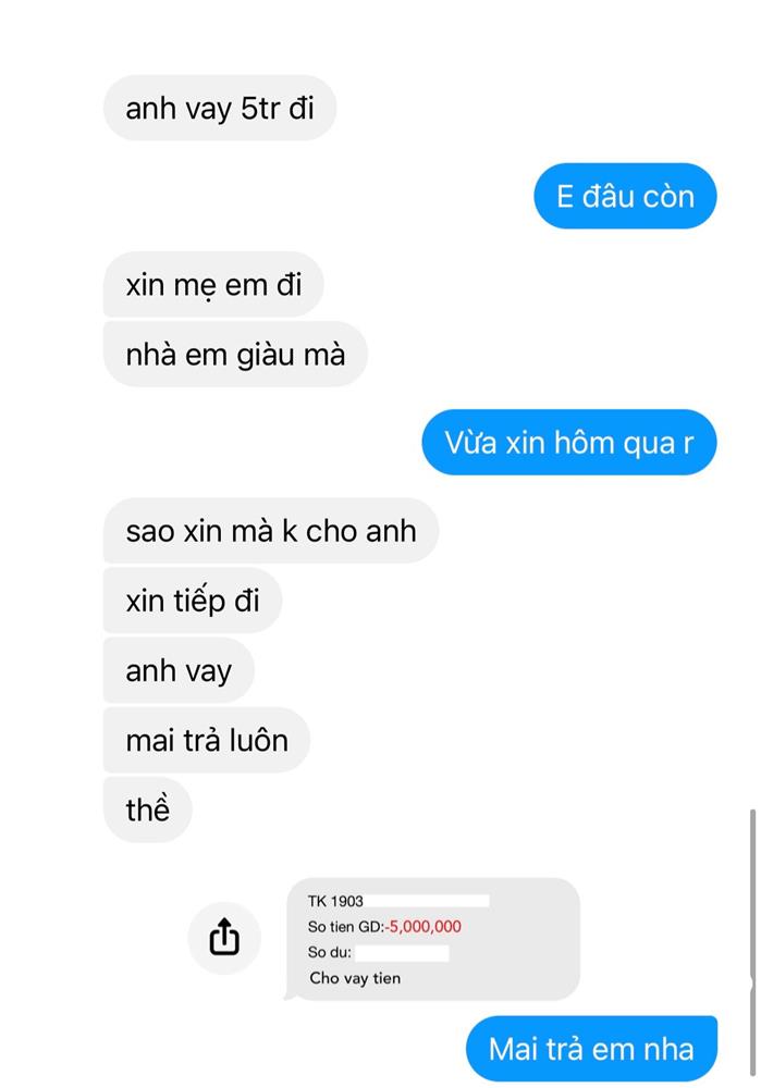 Gặp bạn trai đào mỏ đến 10 nghìn cũng đi xin, cô gái bóc phốt lên MXH: Sốc nhất chính là câu tuyên bố cuối cùng của gã ăn quỵt”-5