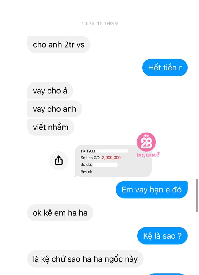 Gặp bạn trai đào mỏ đến 10 nghìn cũng đi xin, cô gái bóc phốt lên MXH: Sốc nhất chính là câu tuyên bố cuối cùng của gã ăn quỵt”-7