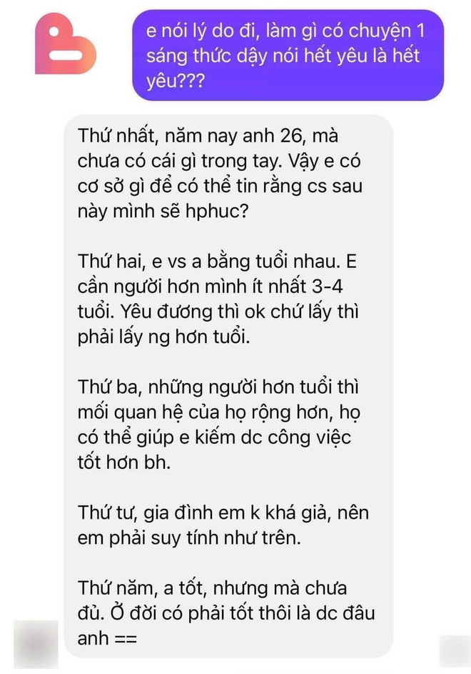 Cô gái đá người yêu vì có phải tốt thôi là được đâu gây xôn xao cõi mạng-1