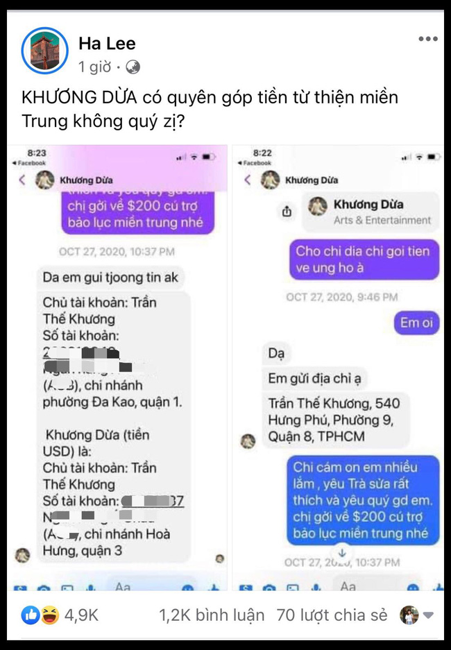 Quản lý bà Phương Hằng đăng status ẩn ý hai trùm cuối của drama từ thiện, trong đó xuất hiện các thông tin được cho là đạo diễn Khương Dừa?-2