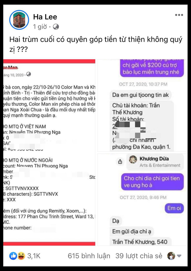 Quản lý bà Phương Hằng đăng status ẩn ý hai trùm cuối của drama từ thiện, trong đó xuất hiện các thông tin được cho là đạo diễn Khương Dừa?-1