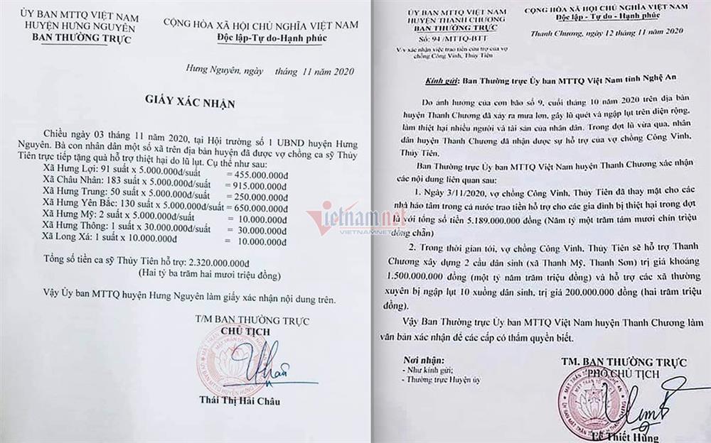 Huyện Thanh Chương báo cáo tiền Thủy Tiên làm từ thiện ít hơn xác nhận năm 2020-1