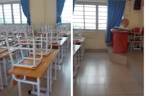 Các anh bộ đội để lại phòng học gọn gàng, sạch sẽ sau khi rời đi nhưng bí mật nằm ở lời nhắn trên bảng