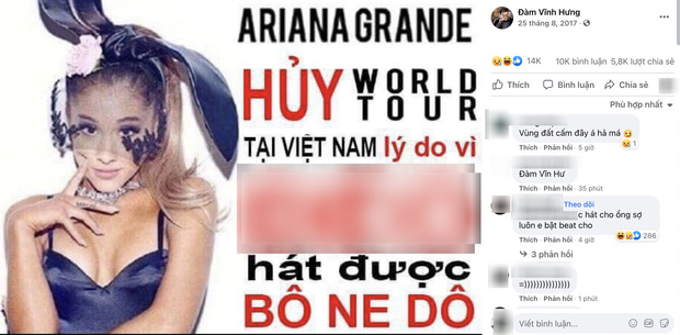 Netizen đào bức ảnh gây tranh cãi của Đàm Vĩnh Hưng: Khẳng định Ariana Grande huỷ show vì bolero, có cả từ ngữ tục tĩu-1