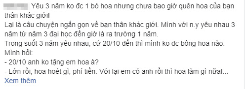 Yêu 3 năm không được 1 bó hoa nhưng người yêu chưa bao giờ quên hoa cho bạn thân khác giới!-1