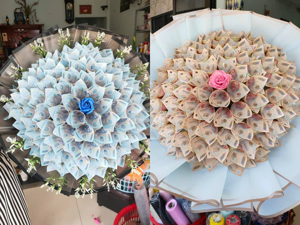 Chốt đơn ầm ầm bó hoa tiền thật mệnh giá 50 triệu đồng trở lên, chủ shop thức tới 2h đêm để gói, sáng ra khách đánh ô tô đến lấy-2