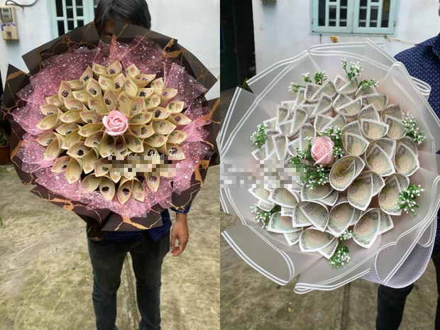 Chốt đơn ầm ầm bó hoa tiền thật mệnh giá 50 triệu đồng trở lên, chủ shop thức tới 2h đêm để gói, sáng ra khách đánh ô tô đến lấy-6