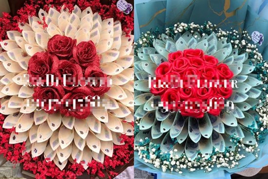 'Chốt đơn' ầm ầm bó hoa tiền thật mệnh giá 50 triệu đồng trở lên, chủ shop thức tới 2h đêm để gói, sáng ra khách đánh ô tô đến lấy