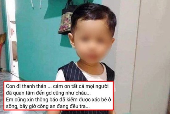 Xót xa dòng chia sẻ của người thân sau khi tìm thấy thi thể bé trai 2 tuổi: